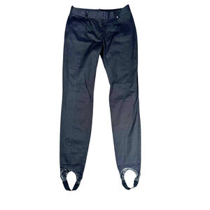 Alexander Wang Stirrup Pants Size 0 Black Skinny Leg Cotton Leather Chic